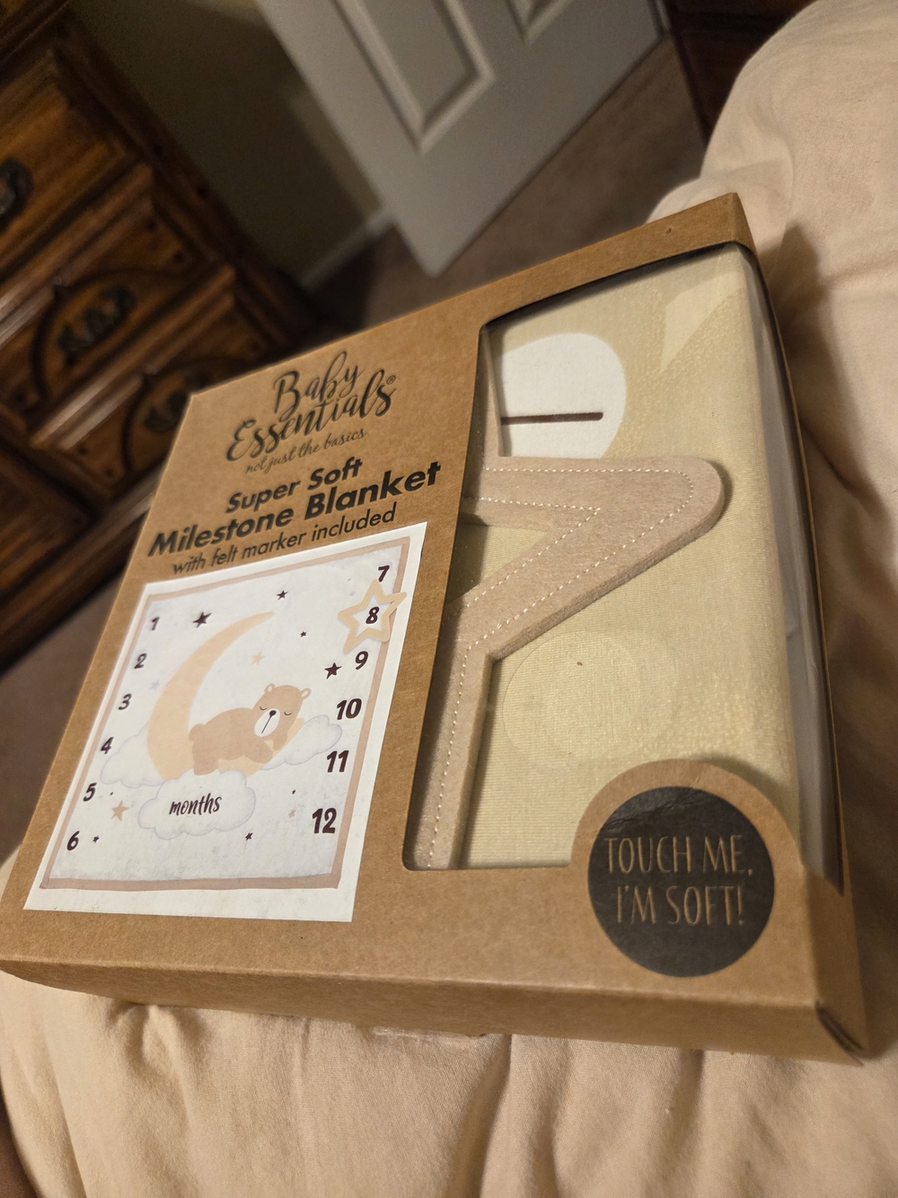 Baby Essentials Milestone Blanket Set in Cream and Tan NIB